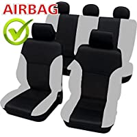 akhan SB101 – Calidad Asiento de Coche Asiento Fundas schonbezüge DGX650 con airbag Lateral Negro-Gris